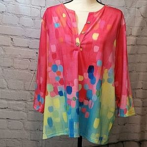XXL Multicolored top 3/4 sleeves
